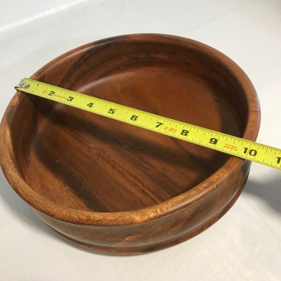 Wooden Bowl Set From Philippines 8 Pieces 4 Small & 2 Serving Bowls Spoon Fork - Picture 9 of 14